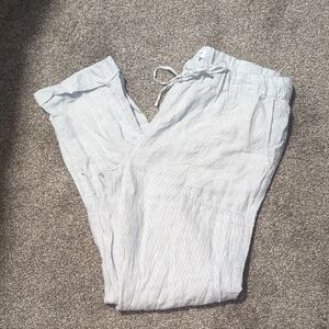 Kenar 100% Linen Pinstripe Pull On Pants  medium